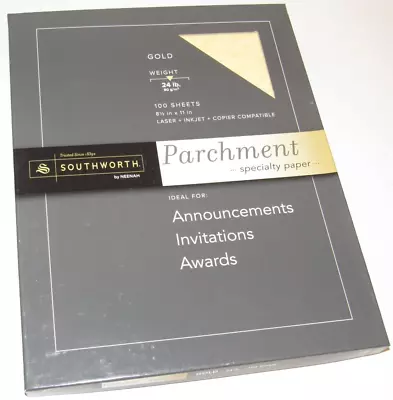 Southworth Parchment Specialty Paper GOLD 100 Sheets 24 Lb Weight P994CK 8.5x11 • $15.90