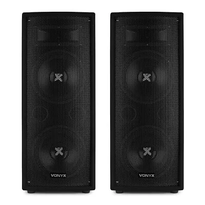 Pair Of Passive PA Speakers 2 Way Bass Reflex DJ Disco System Double 8  1600w • £175