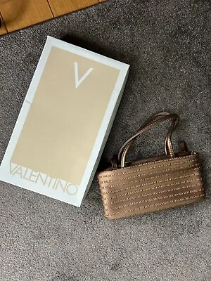 Mario Valentino Bronze Small Handled Clutch Bag Handbag Boxed VGC • £34.99