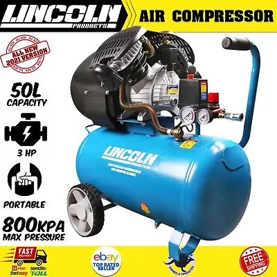 NEW Portable 50L V-Twin Air Compressor LV30 3HP 8 Bar 240V 50L Tank Inflator AU • $495.51