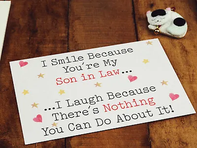 Son In Law Birthday Card I Smile Because You Are I Laugh Nice Cute Greeting Gift • £3.99