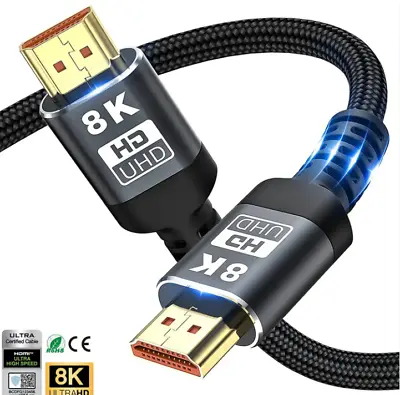 3fT - 8K 4K HDMI 2.1 2.0 Cable Gold UHD HDTV Ultra HD High Speed HDMI Cord HD • $9.97