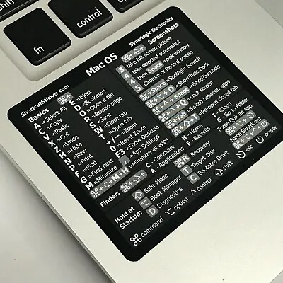 SYNERLOGIC Mac OS Reference Keyboard Shortcut Guide Black Glossy Vinyl Sticker • $3.75