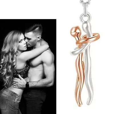 Couple Hugging Pendant Lovers Necklace Love Style Necklace Together Forever • £4.15