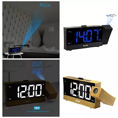 Alarm Clock Radio Digital Projection Large Screen LED Desktop FM Radio Home • £20.17