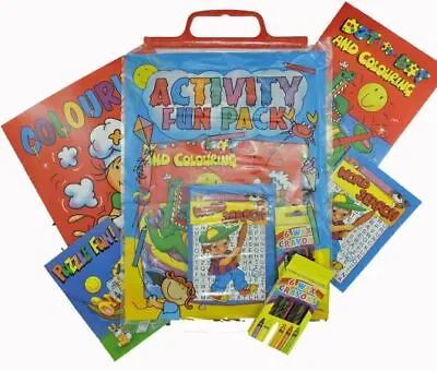 2 X 5 Piece Pack Kids Childrens Carry Bag Activity Travel Colouring Book Crayons • £5.59