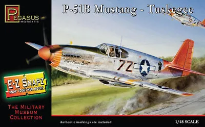 Pegasus 8404 P-51B Mustang 'Tuskegee Airmen' 1/48 Scale Snap-Together Model Kit • $21.75