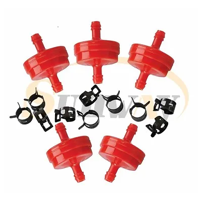 5x Lawnmower Red Inline In Line Fuel Filter For Briggs & Stratton 298090 395018 • £5.69