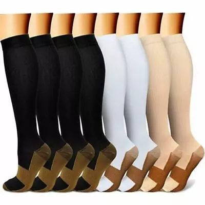 US Mens Compression Socks 20-30 Mmhg Sports Knee High For Running Fitness • $16.98