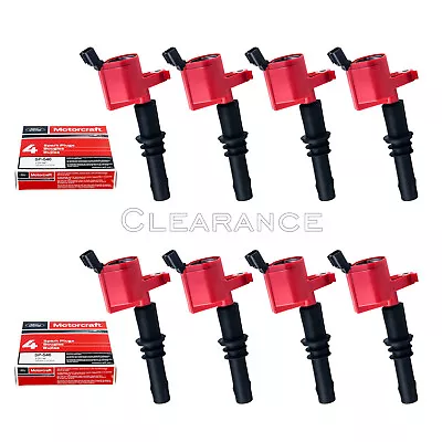 8 Red Ignition Coils DG511&8 Motorcraft Spark Plug SP515/SP546 For Lincoln Ford • $150.47