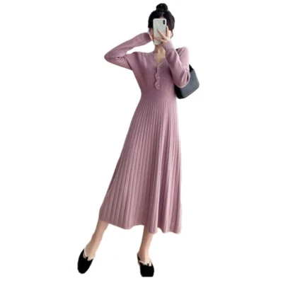 $25.10 • Buy Long Sleeve Knitted Midi Dress Sweater Winter Autumn Clothing Accessories