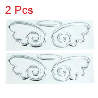 2pcs Silver Tone Angel Round Wings Pattern Car Sticker 3D Reflective Decal • $8.49