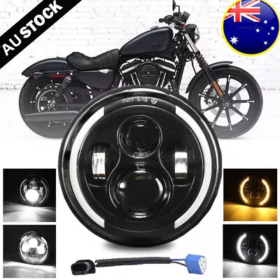 7  Inch LED Headlight DRL Angel Eyes For Harley-Davidson Honda Yamaha Motorcycle • $27.58