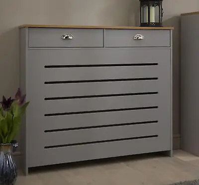 Grey Radiator Cover Cabinet Traditional Modern MDF Wood Horizontal Shelf Medium • £89.97