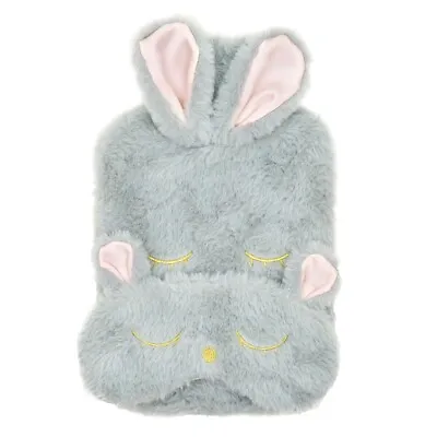 Follow That Dream Luxury Hot Water Bottle & Eye Mask Set: Grey Faux Fur Rabbit • £15.95