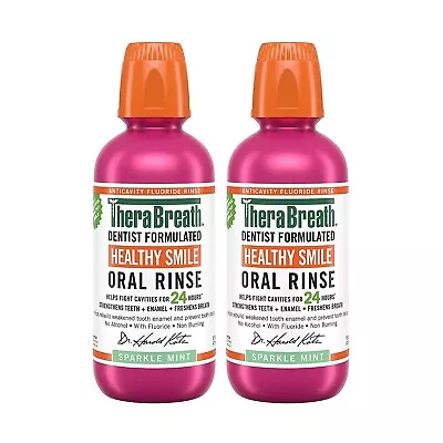 $16 • Buy TheraBreath Healthy Smile Anticavity Oral Mouth Rinse, Sparkle Mint 16 Oz 2 Pack
