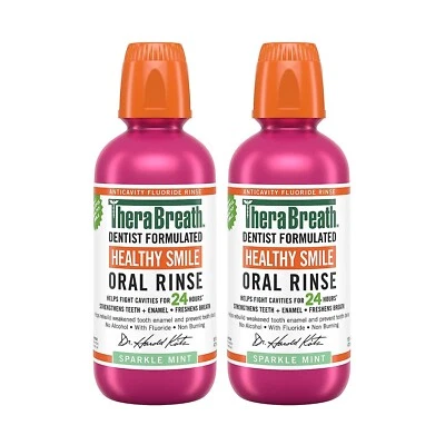 $16 • Buy TheraBreath Healthy Smile Anticavity Oral Mouth Rinse, Sparkle Mint 16 Oz 2 Pack