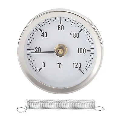 £7.99 • Buy Hot Water Pipe Thermometer 0-120°c 63 Mm Dial Bimetal Temperature Gauge In-022