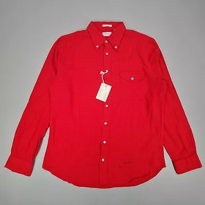 GANT Rugger Mens Shirt Red XXL Sub Flannel Cotton Button Up Long Sleeves • £39.99