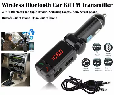 Wireless Bluetooth Car Kit FM Transmitter Handsfree Car Charger MP3 Player USB • $15.99