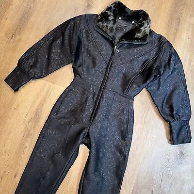 Womens Bogner Ski Suit Snowsuit One Piece Snow Bib Skin Faux Fur Vtg XS Petite • $149.99