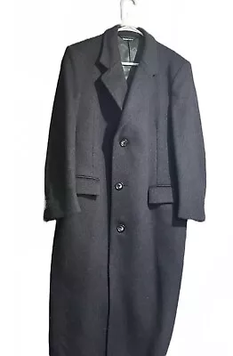 Vintage Men’s Wool-and-Cashmere Charcoal Long Coat Made In Czechoslovakia Sz M • $39.99