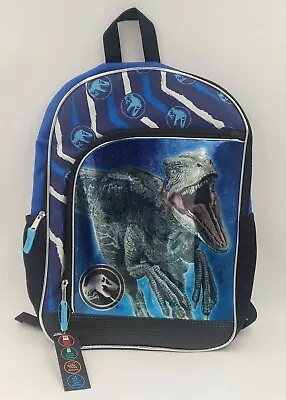 Jurassic World Backpack 17  T-rex Dinosaur Book Bag School Tote Blue • $16.99