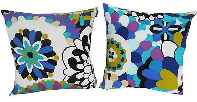 MISSONI HOME TWO GLOSSY CUSHION COVERS 100% COTTON SATEEN REPPS VEVEY T70 40xX40 • £132.30