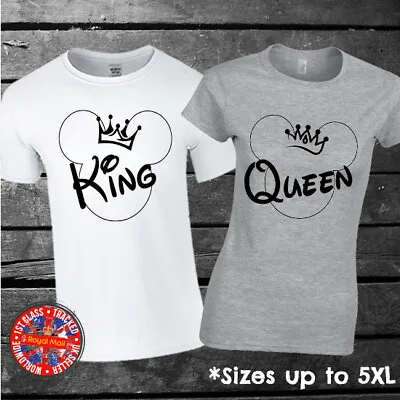 King & Queen Matching T-shirt Set Couples Friends Chill Wedding Honeymoon • £10.95