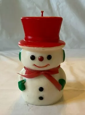 Cute Vintage 6-1/2  Christmas Snowman In Top Hat Candle Never Burned • $14.85