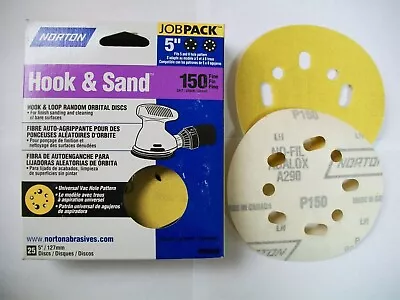 Norton 5  8 Hole Hook & Loop Sanding Discs 150 Grit #04059 25 Pack • $14.99