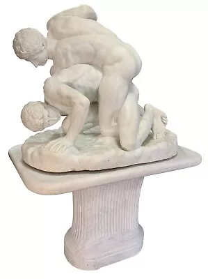 Italian Life-size White Marble Group Titled 'the Wrestlers' After Antonio Frilli • $125500