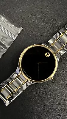 Movado Serio 0607284 Black Dial Quartz Men's Watch - Silver/Gold • $400
