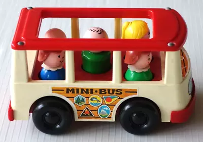 Vintage Fisher Price Little People Mini Bus With Figures & Xtra's • $14.99