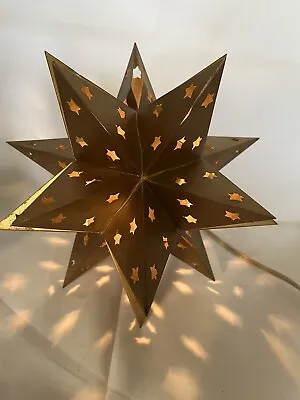 Vtg. Moravian Star Pierced Metal Rustic Primitive Pendant Hanging Light • $65