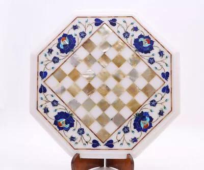 15  Chess Board Marble Chess Table Top Inlay Lapis Malachite Decor Children Home • $370.48