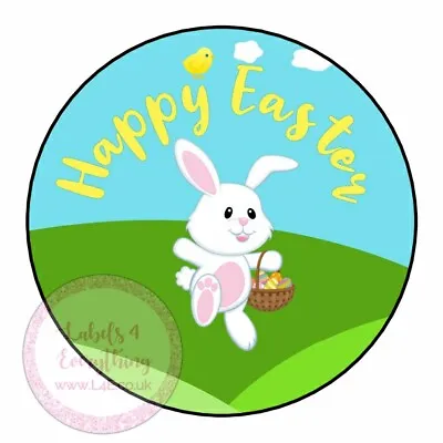 Happy Easter Egg Hunt Chicks Bunny Chocolate Eggs Sticker Sweet Cone Box Tags • £1.99