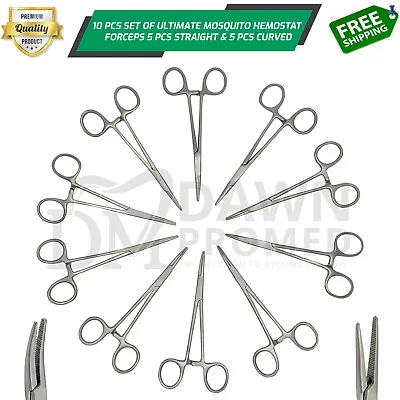 10 Pcs Mosquito Hemostat Locking Forceps 5  Curved & Straight Surgical German GR • $14.90