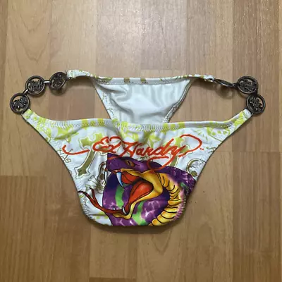 Ed Hardy By Christina Audigier Snake Bikini Bottom & Metal Medallion Links XS • $75