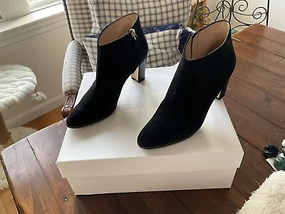 Manolo Blahnik Black Suede Bootie Size 8 1/2 Excellent Condition • $450