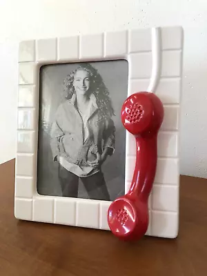 Vintage 80s POSTMODERN Photo PICTURE Frame RED TELEPHONE 90s Memphis POP ART • $28