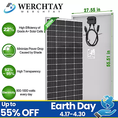 200Watt Mono Solar Panel 12V Battery Charging RV Home Off-Grid Boat Power Carava • $121