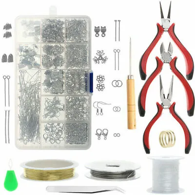£7.88 • Buy Jewellery Making Kit Wire Findings Pliers Set Starter Tool Necklace Repair DIY #