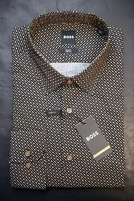 Hugo Boss Men's Hank Kent Slim Fit Stretch Cotton Plaids Dress Shirt 43 17 • $64.79