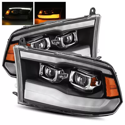 For 09-18 Ram 1500/10-18 2500/3500 Black DRL/LED Tube Dual Projector Headlights • $232.50