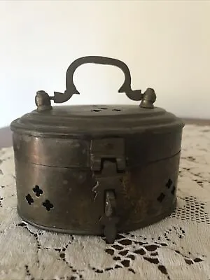 Vintage Brass Cricket Box Hinged Latched Cutout Incense Trinket India • $5