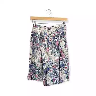 Vintage Marilyn Womens Shorts Pink & Blue Floral High Rise Shorts Size M • $19.99