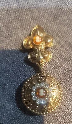 Vintage Coro  4 Picture Sping Action Brooch Locket Faux Pearls And Cameos 1940 • $50