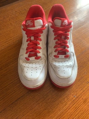 $80 • Buy Nike Air Force 1, White And Red, Size 10.5, Good Condition, Slightly Creased
