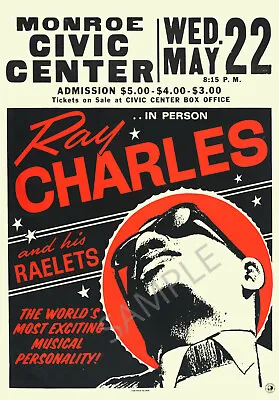 Vintage Music Poster Ray Charles 70s Gig Tour Advertising Sign Art Print A3 A4 • £5.99